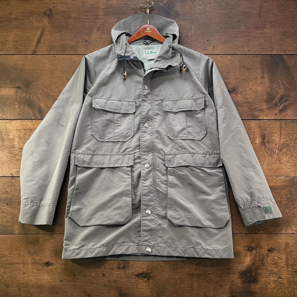 Vintage LL Bean Baxter State Parka Mens S Grey Nylon Hooded Made in USA